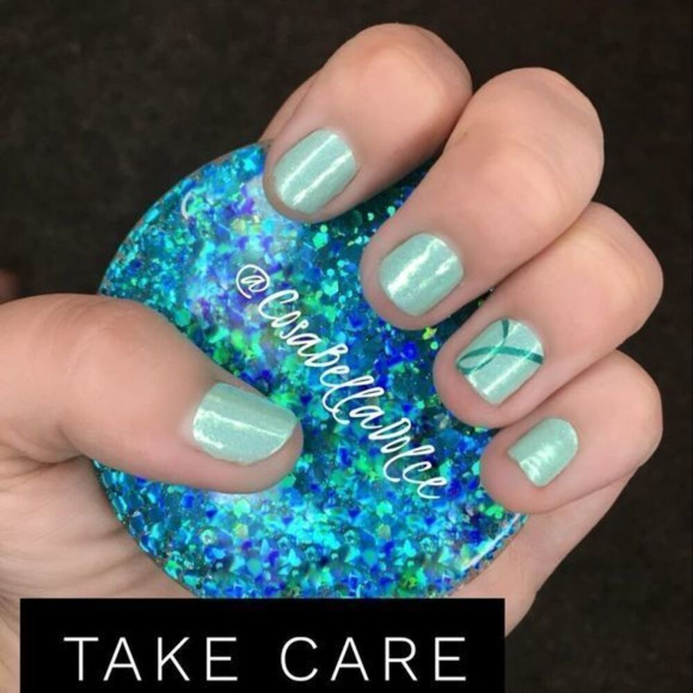 Color Street, Take Care,  shimmering mint green with awareness ribbon
